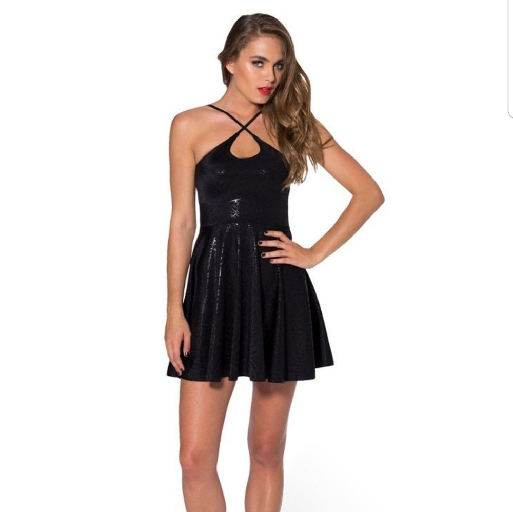 Geometric Floral Black Reversible Straps Dress